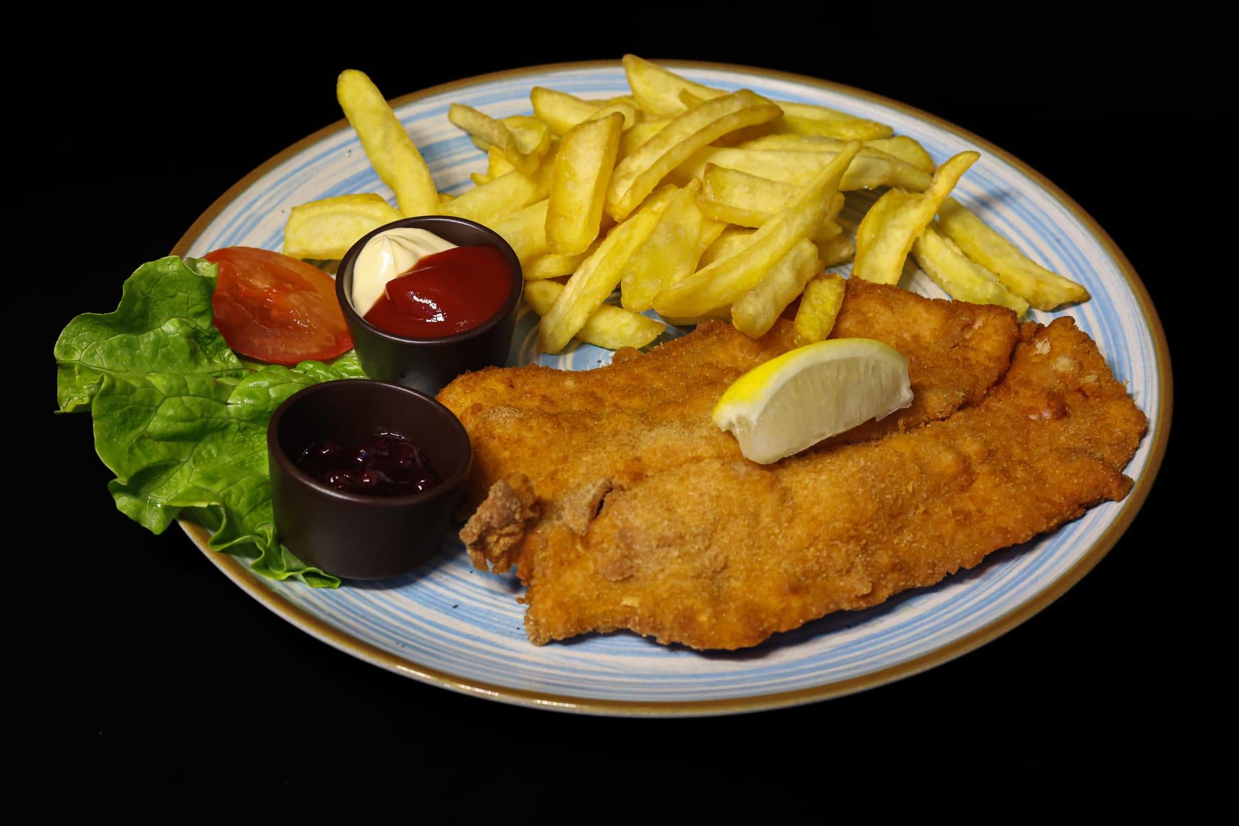 Wiener-style schnitzel with fries